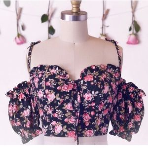 Softcore Bonne Chance / Midnight Kiss Top / Vintage-inspired / Puff sleeve / S